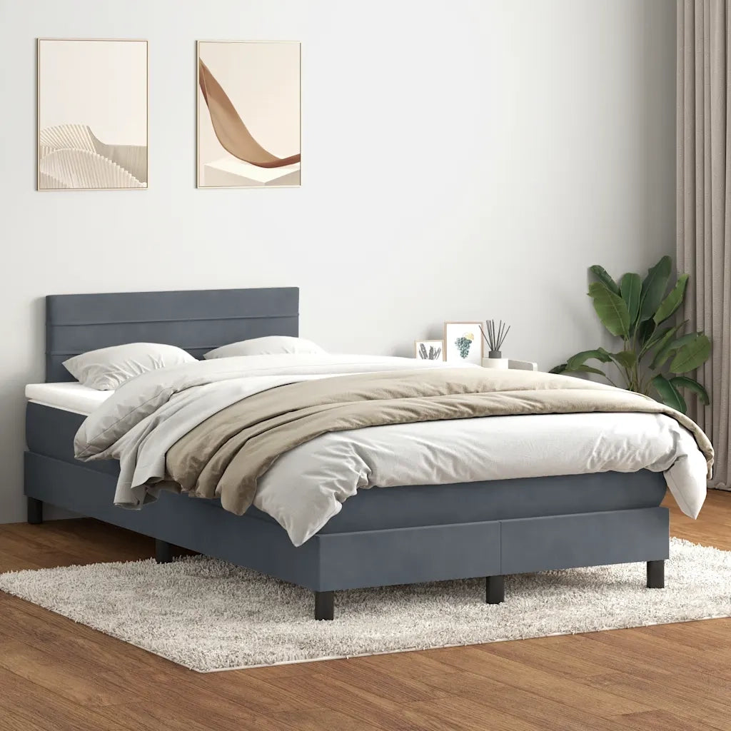 Letto a Molle con Materasso e LED Grigio Scuro 120x220 cm Velluto 3317020