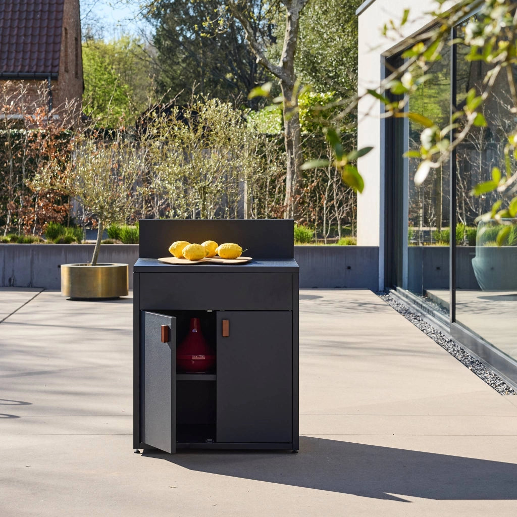 Cucina da esterno in acciaio con 2 ante, 80cm, nero
