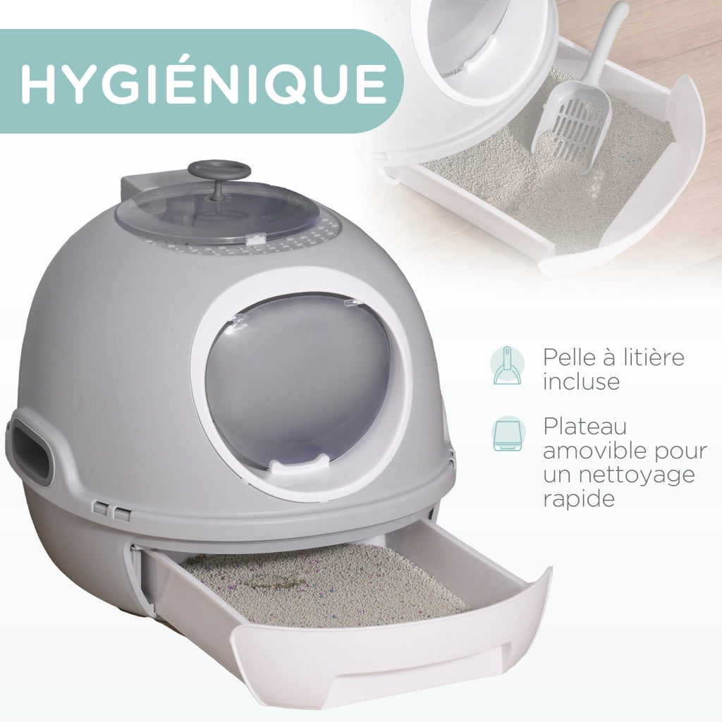 Casetta per Lettiera Gatti Portatile ¨C zephmum ¨C Grigio con Ante e Tiroio