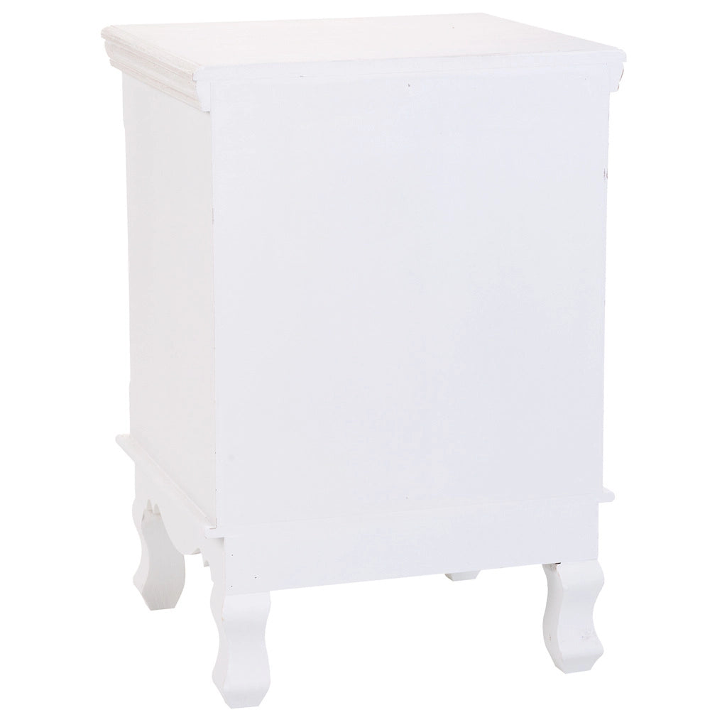 Comodino in legno con 2 cassetti bianchi 37x33,5x53.