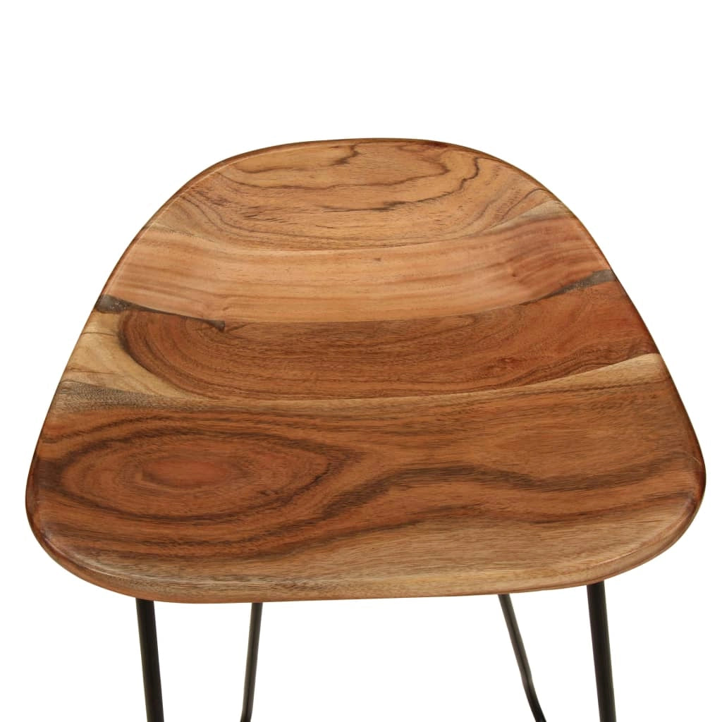 Set di due sgabelli da bar di design seduta in legno massello di acacia 1202088