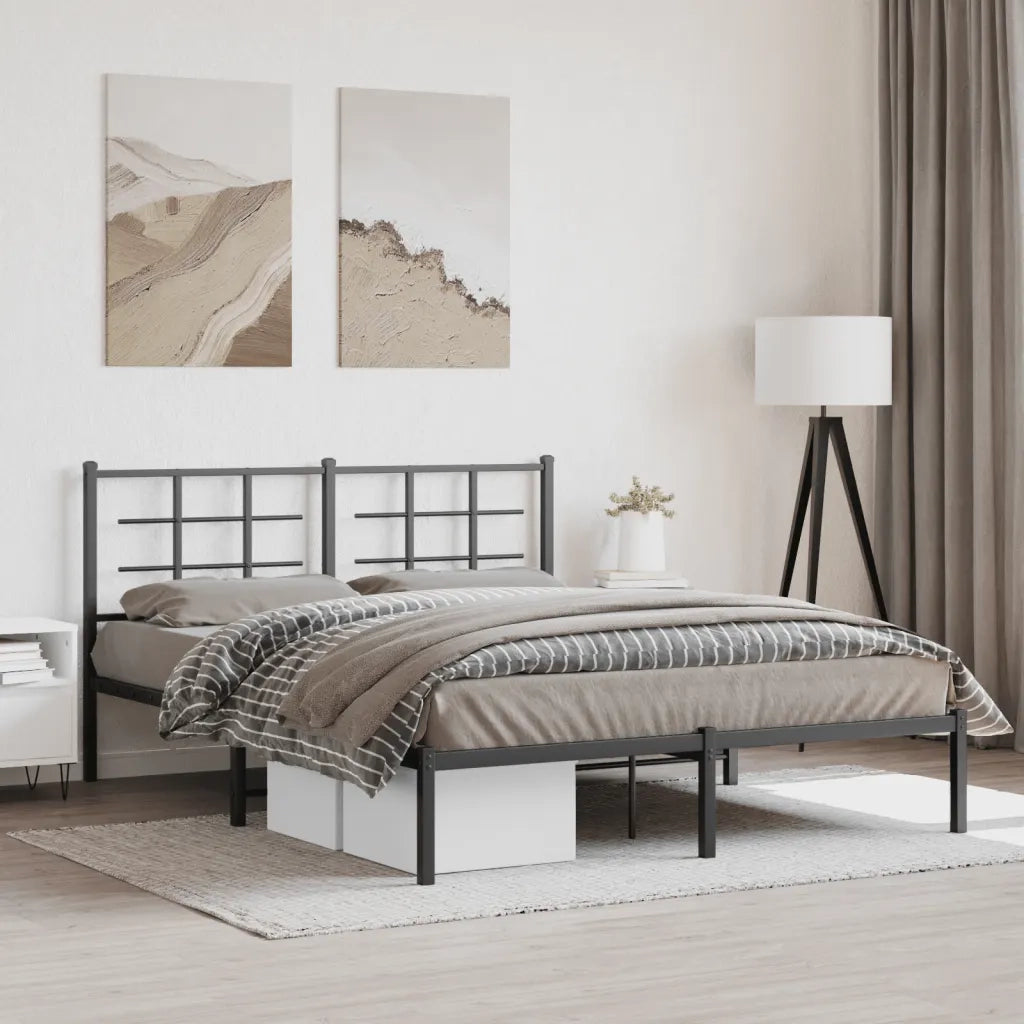 Giroletto con Testiera-Struttura Letto con testiera in Metallo Nero 160x200 cm 380768