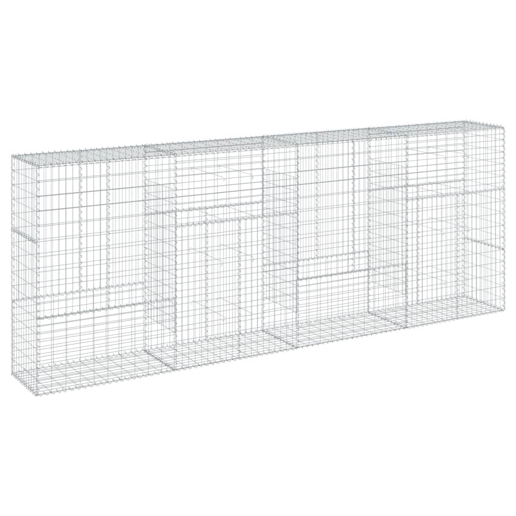 Gabbione recinto a gabbia muro di contenimento con coperchio 400 x 50 x 150 cm ferro zincato argento 02_0040164