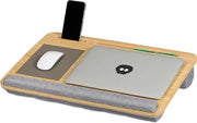 Cuscino per laptop con panno per il mouse e supporto per il telefono - supporto per il polso - 10x55x36 cm - natura/grigio
