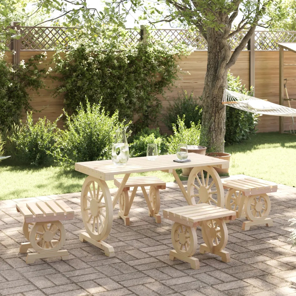 Set da Pranzo da Giardino 5 pz in Legno Massello di Abetecod mxl 116511