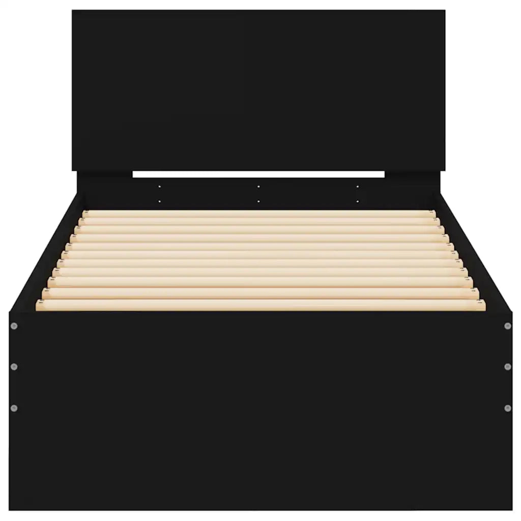 Giroletto con Testiera-Struttura Letto con testiera Nero 75x190 cm in Legno Multistrato 965694
