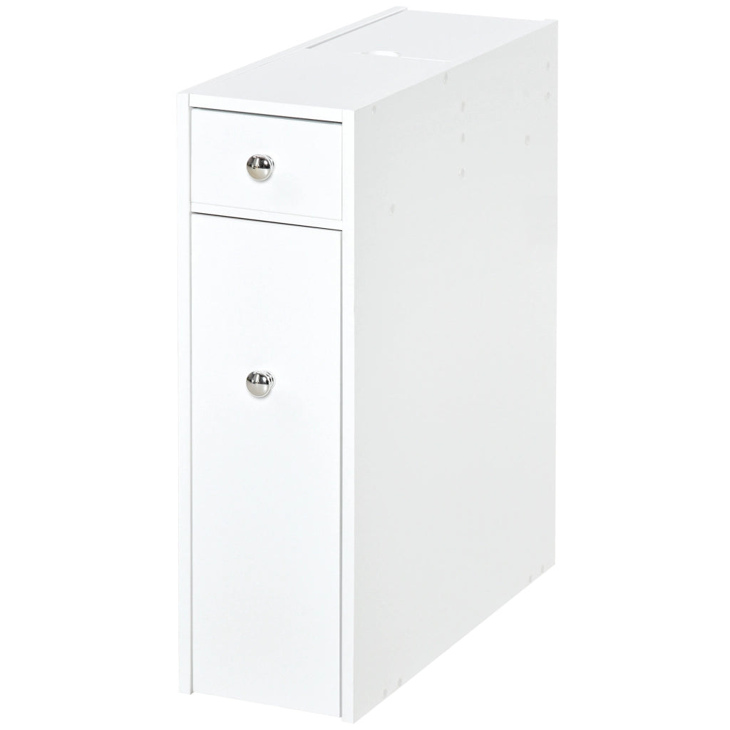 Mobiletto Bagno Stretto con 2 Cassetti e Ripiano ¨C Zephmum ¨C Bianco 17x48x58 cm
