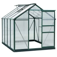 Serra da Giardino in Policarbonato Anti UV con Finestra e Porta Scorrevole, 190x252x201cm