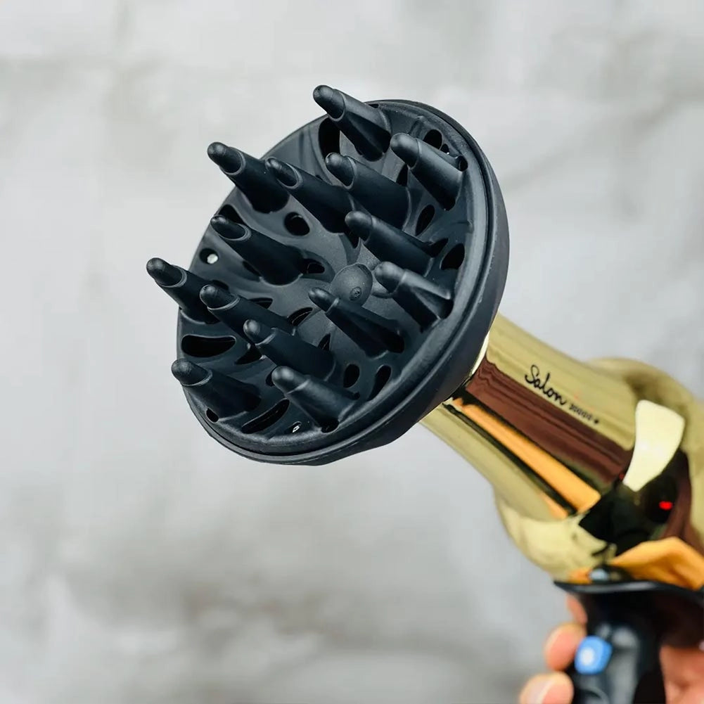 Asciugacapelli Professionale 2000W con Diffusore e Beccuccio Styling per Asciugatura Rapida Oro