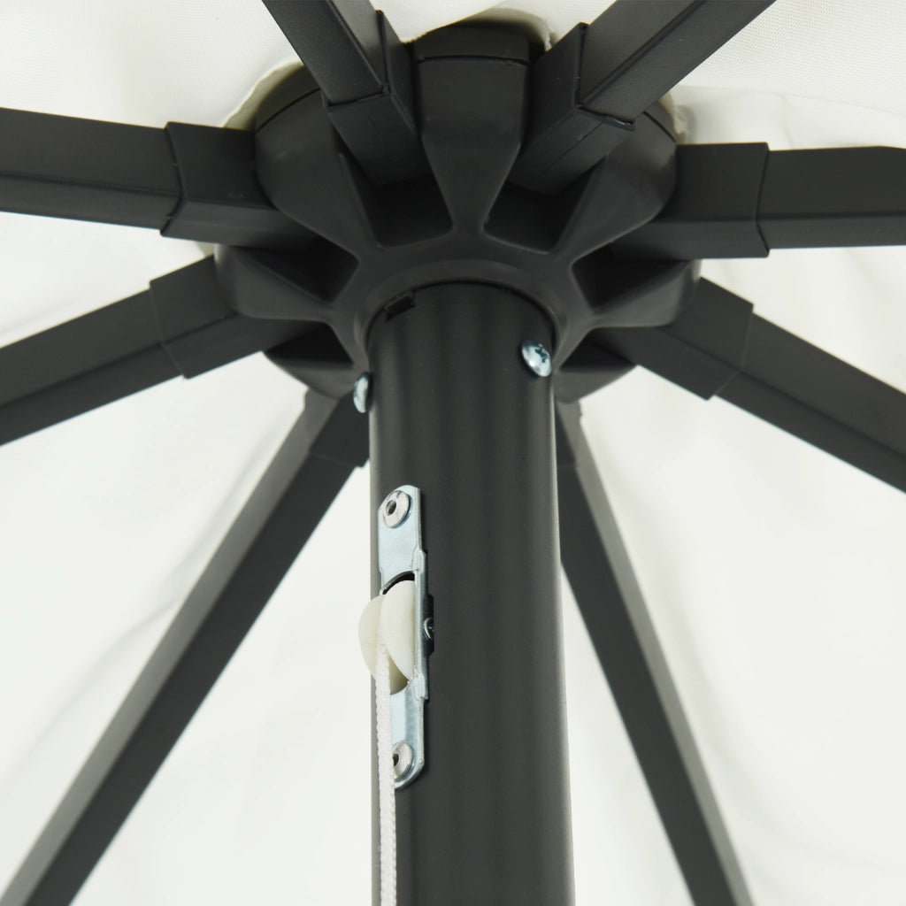 Parasol da Giardino  con Luci LED Ã¸395x245 cm Bianco Sabbia