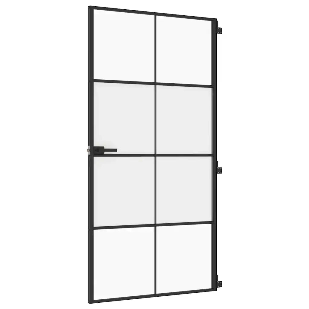 Porta Interni Sottile Nera 102,5x201,5Vetro Temperato Alluminiocod mxl 131720