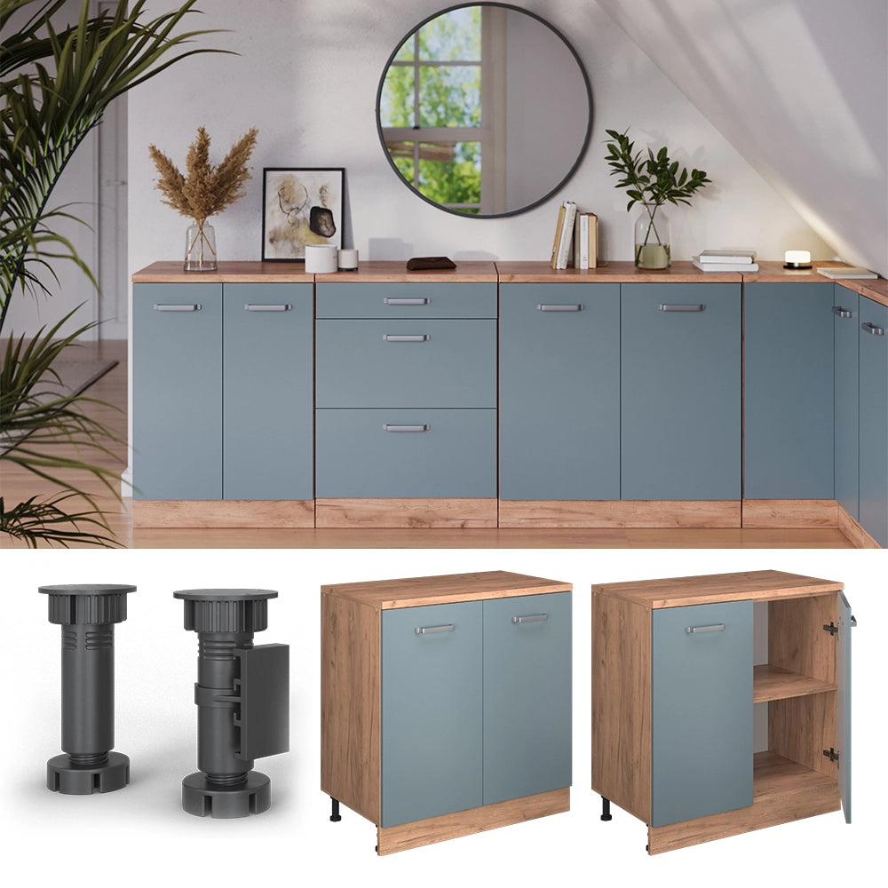 Mobile per mansarda Rion Grigio-blu/Rovere dorato 80 x 83.8 cm senza inclinazione con 2 ante Vicco