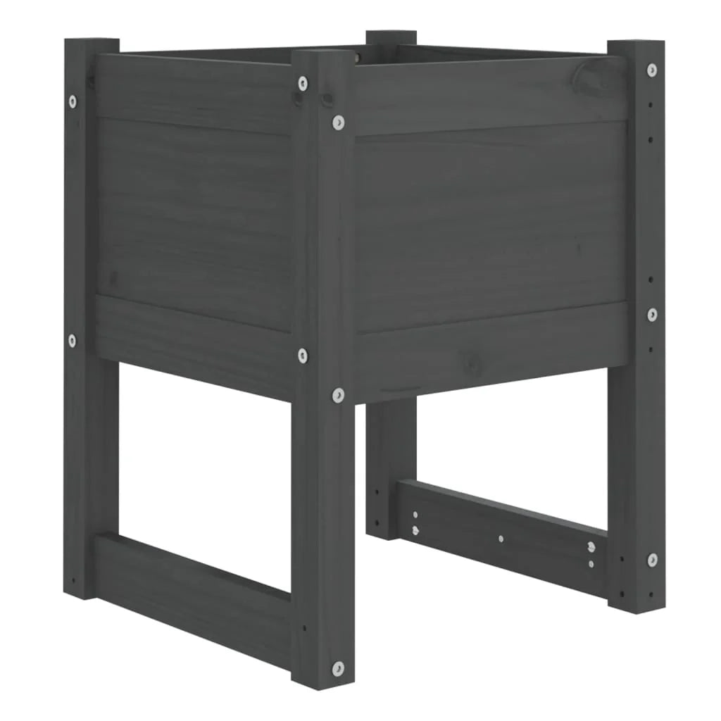 Fioriera rialzata per piante e fiori terrazza o giardino 40 x 40 x 52,5 cm legno massello di pino grigio 02_0037575