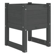 Fioriera rialzata per piante e fiori terrazza o giardino 40 x 40 x 52,5 cm legno massello di pino grigio 02_0037575