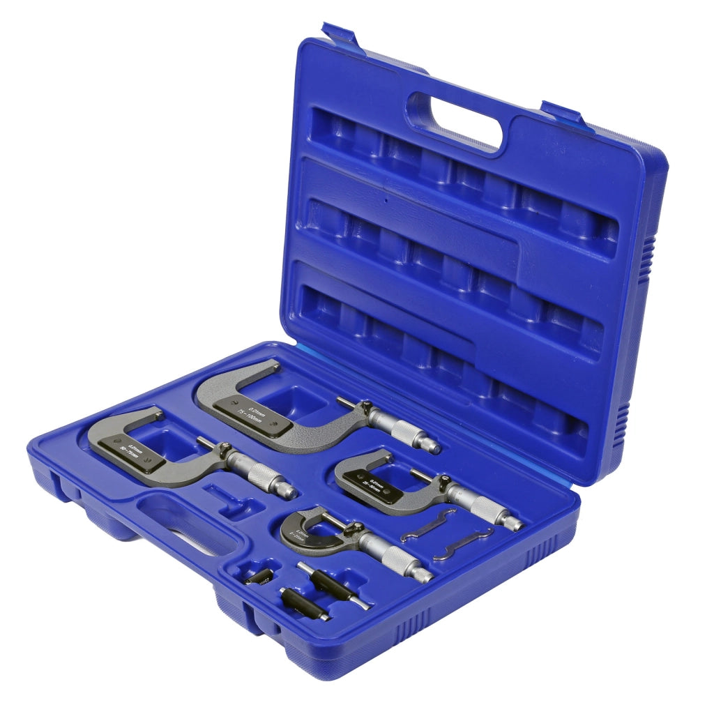 Set micrometro di 4 pz. campo di misura 0-100 mm vite micrometrica esterna