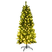 Albero di Natale illuminato 150 cm, Abete artificiale con 150 luci bianche e calde 300 rami-Alberi di Natale