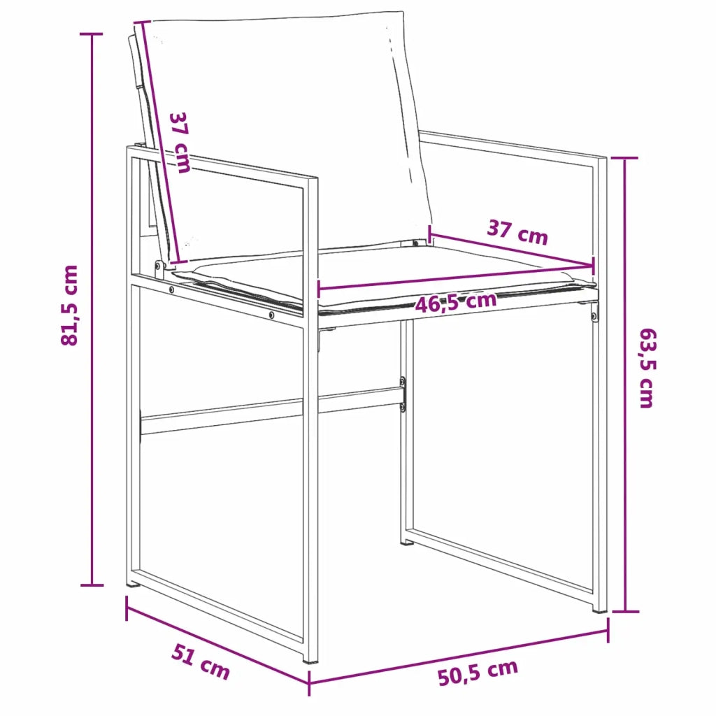 Set da Pranzo per Giardino 5 pcs Nero e Grigio scuro