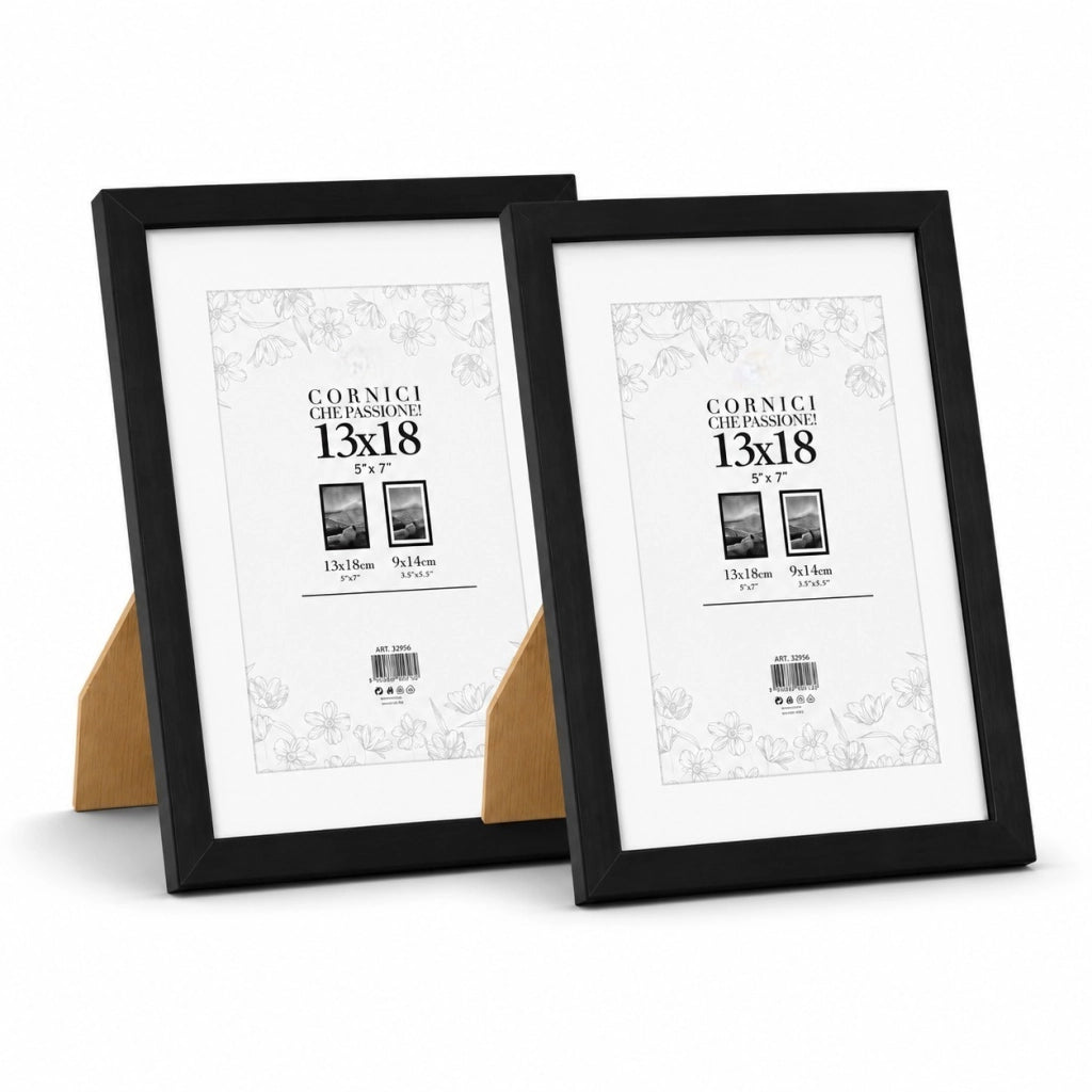 Cornice Portafoto Legno Nero Con Passepartout Disponibile in 10x15, 13x18, 20x30, 30x40 13 x 18 cm