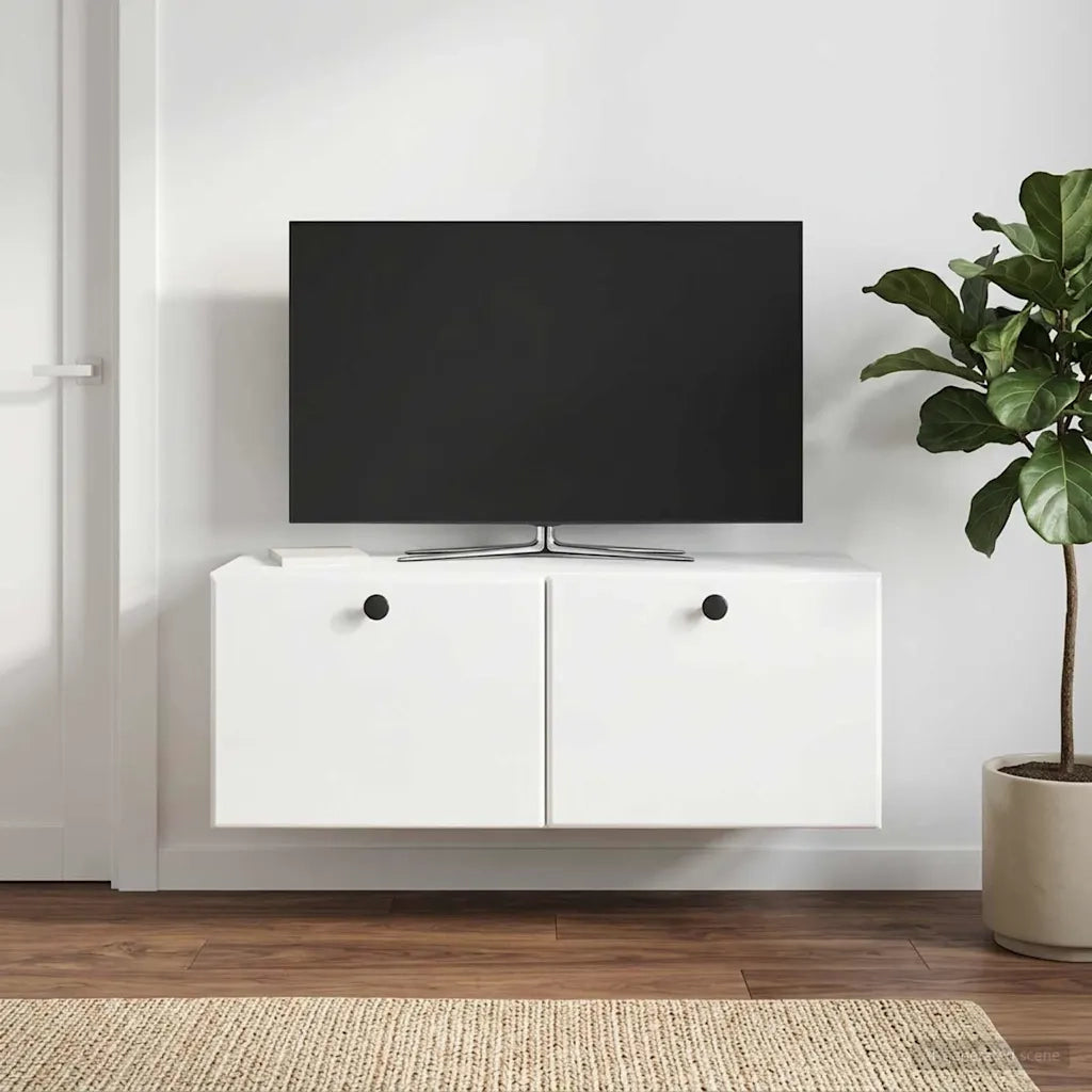 Mobile Porta TV da Muro 78,5 x 31 x 30 cm Bianco Lucido 899229