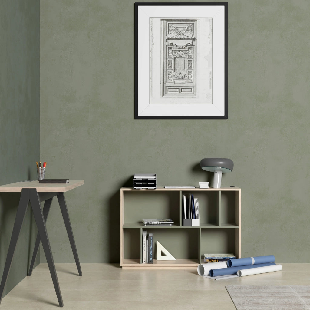 Libreria Herdasa effetto rovere e verde 80x119x32