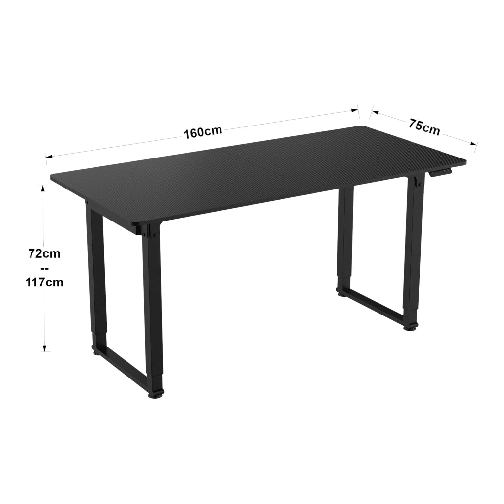 Scrivania/postazione di lavoro regolabile elettricamente in altezza 160 x 75 cm nero 03_0009076