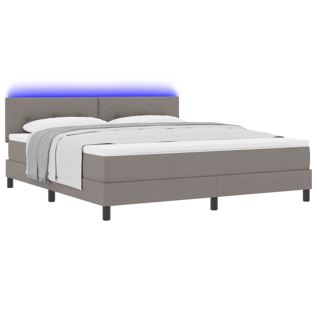 letto box spring con materasso e LED taupe 180x200 cm in tessuto