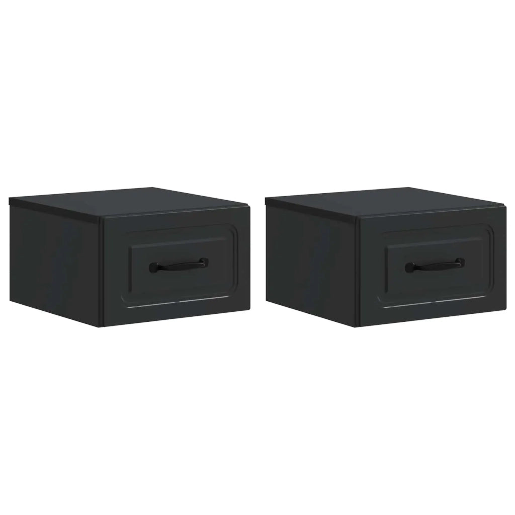 Mobiletto da notte a muro 2 pcs Nero 34,5 x 33 x 20 cm 899278