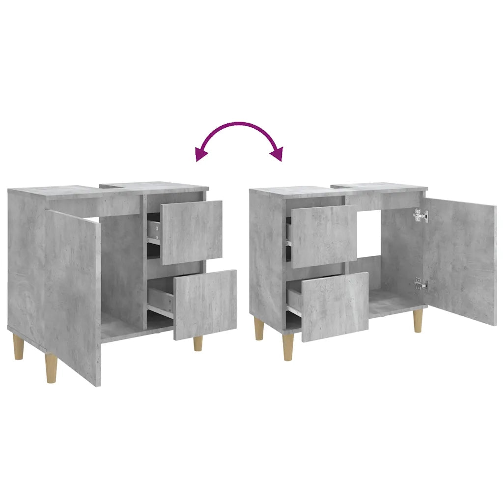 Armadietto da Bagno | Armadio da bagno Grigio Cemento 65x33x60cm Legno Multistrato