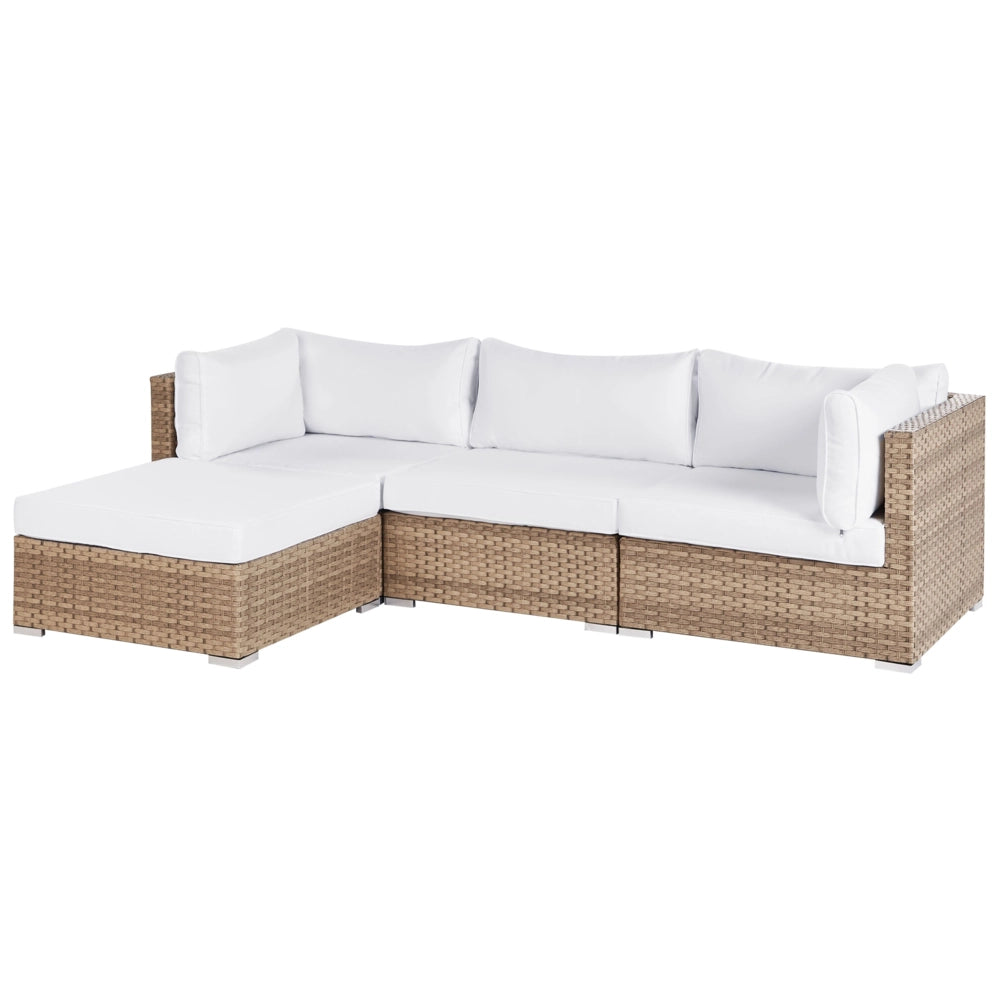 Set da giardino composto da divano con tavolino in rattan naturale lato destro 5 posti stile elegante