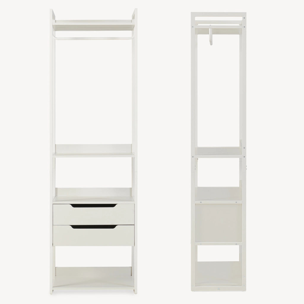 Stand Appendiabiti Jässaatka in Acciaio con 2 Cassetti e 4 Ripiani 200 x 61 x 40 cm - Grigio [en.casa]