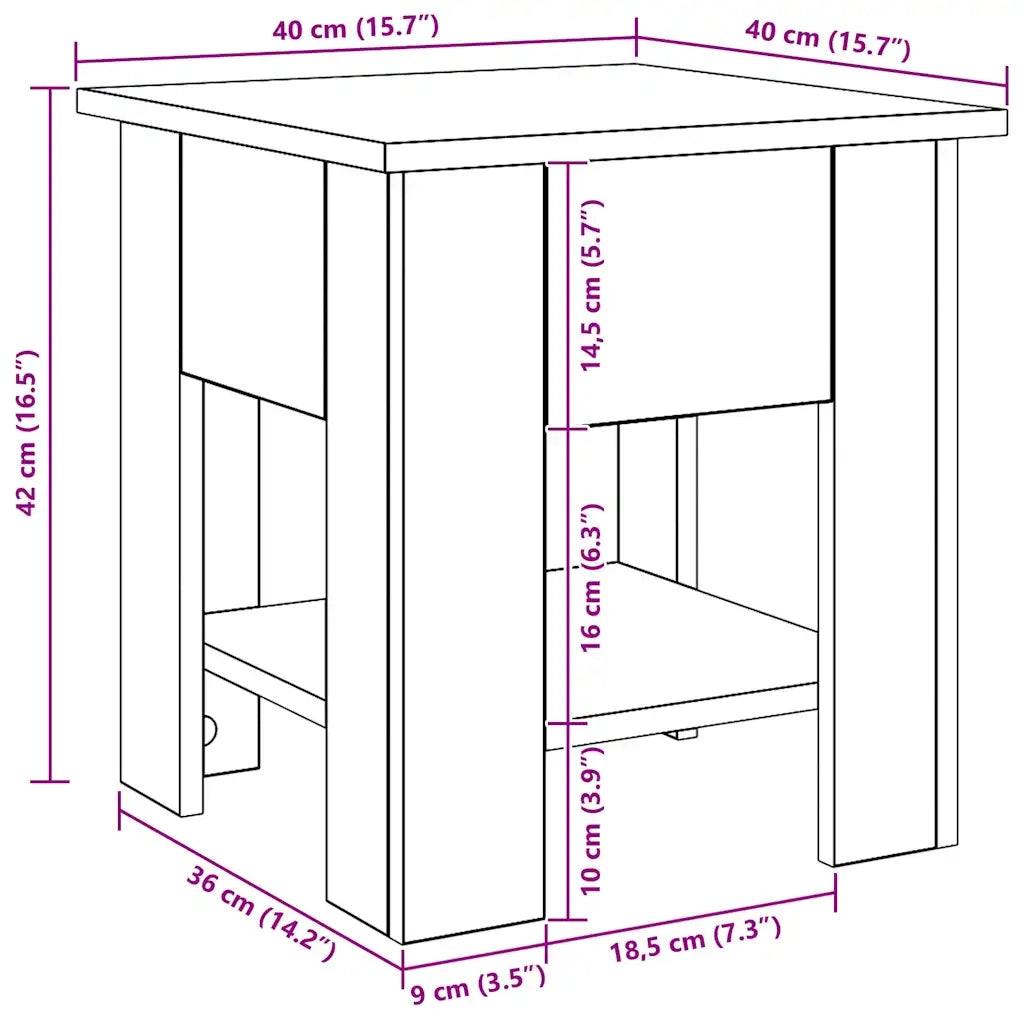 Tavolino da Salotto Artigianale 40x40x42 cm Legno Multistrato 856799