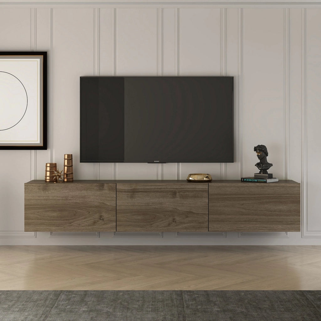Saonara, Mobile Porta tv 3 Vani, 150x32x30h cm Marrone Noce