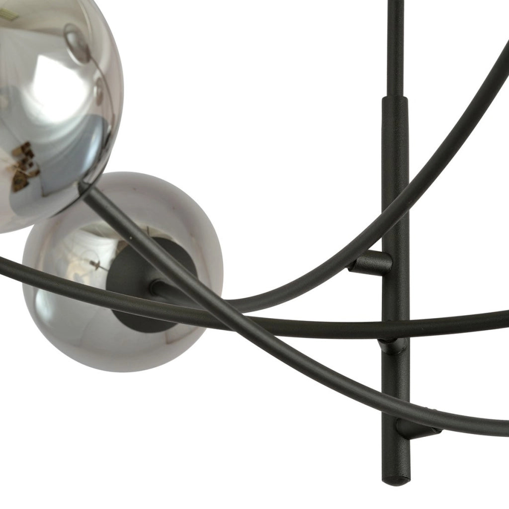 Lampada a sospensione Hunter in acciaio nero e vetro grafite