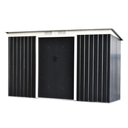 EasyComfort Casetta da Giardino Porta Utensili in Lamiera di Acciaio con Porte Scorrevoli, 280x130x172cm, Grigio-Nero