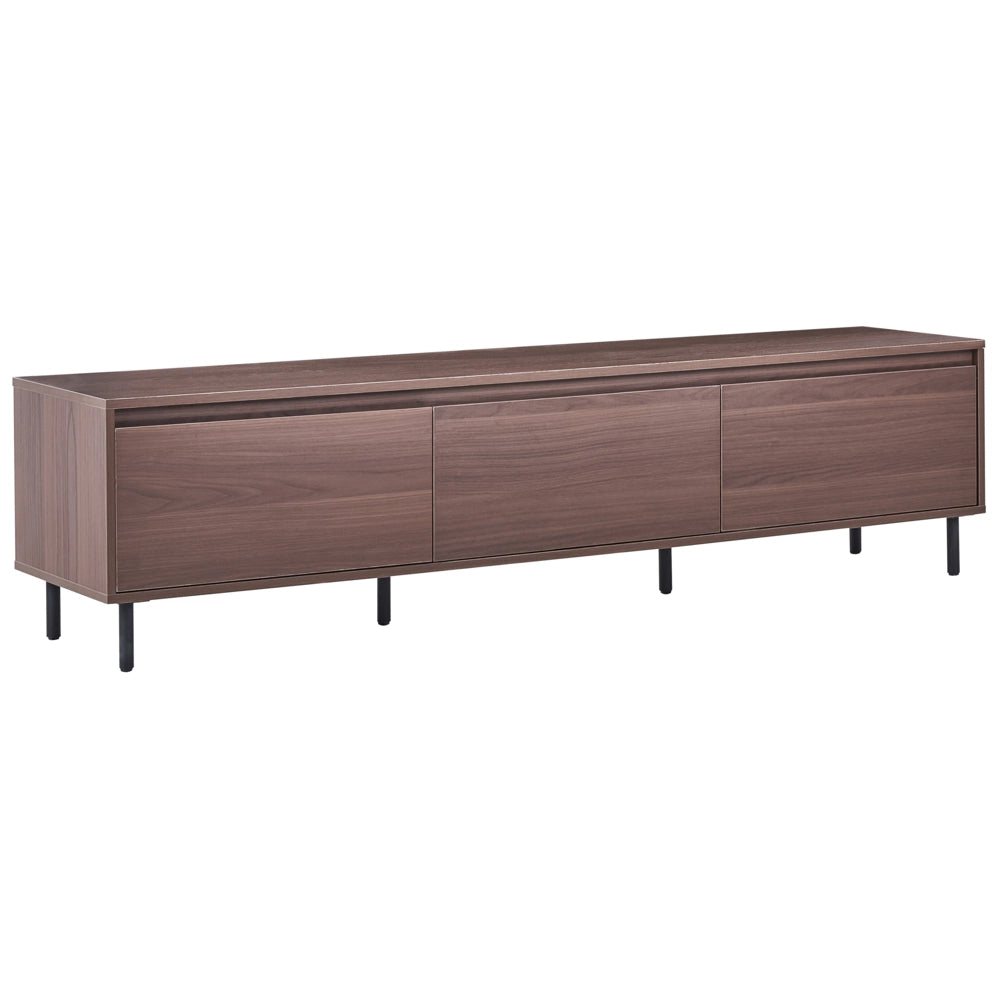 Porta TV in legno scuro  con gambe in metallo nero 180 x 40 x 43 cm Unità multimediale con 3 ante Moderno minimalista