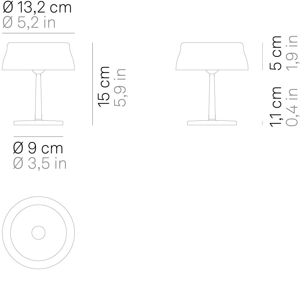 Zafferano Sister Light Mini Wi-fi Lampada a led smart da tavolo Rame ricaricabile e dimmerabile - 2200-2700-3000-4000K 3,2W h17cm