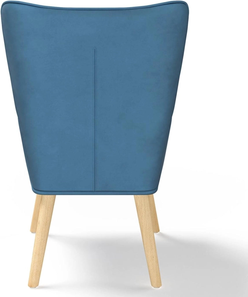 IVAR Poltrona scandinava con poggiapiedi in tessuto patchwork e velluto blu