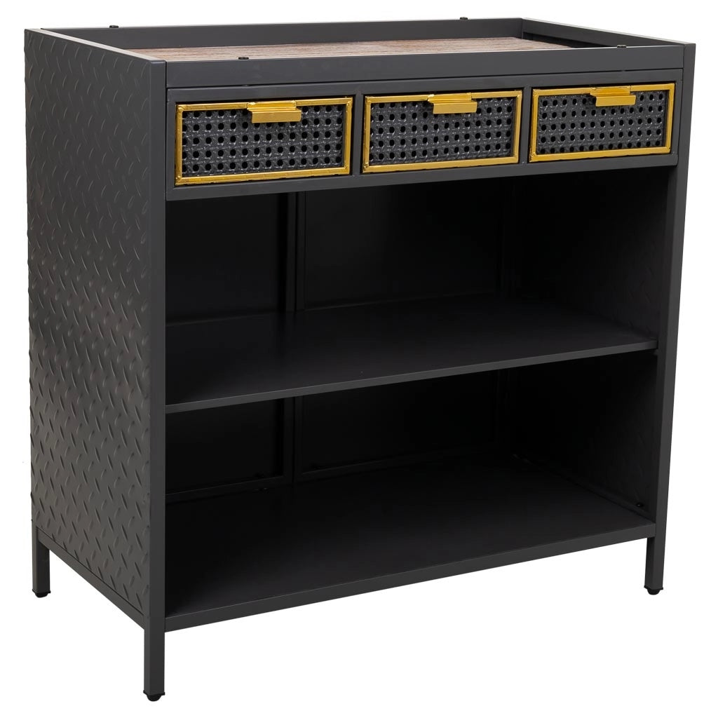 Credenza in metallo grigio e legno 80x40x79h