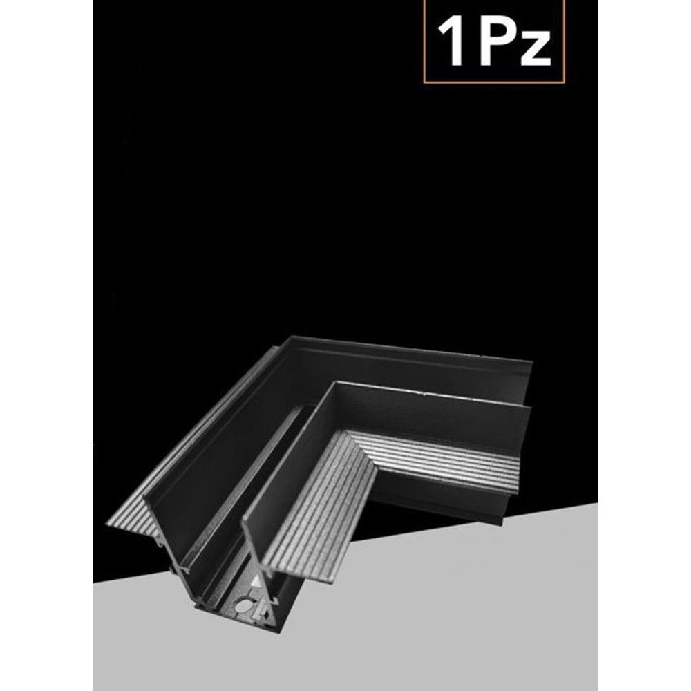 Trade Shop - Connettore Angolare Per Binario Da Incasso Track Lights Magnetiche Dc 48v Nero Gf-201-l -