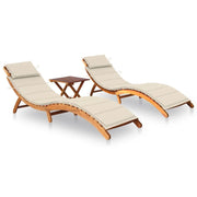 Set di 2 sdraio sedia a sdraio prendisole lettino da giardino terrazza arredamento da esterno con tavolo e cuscini in massello di acacia 02_0012102