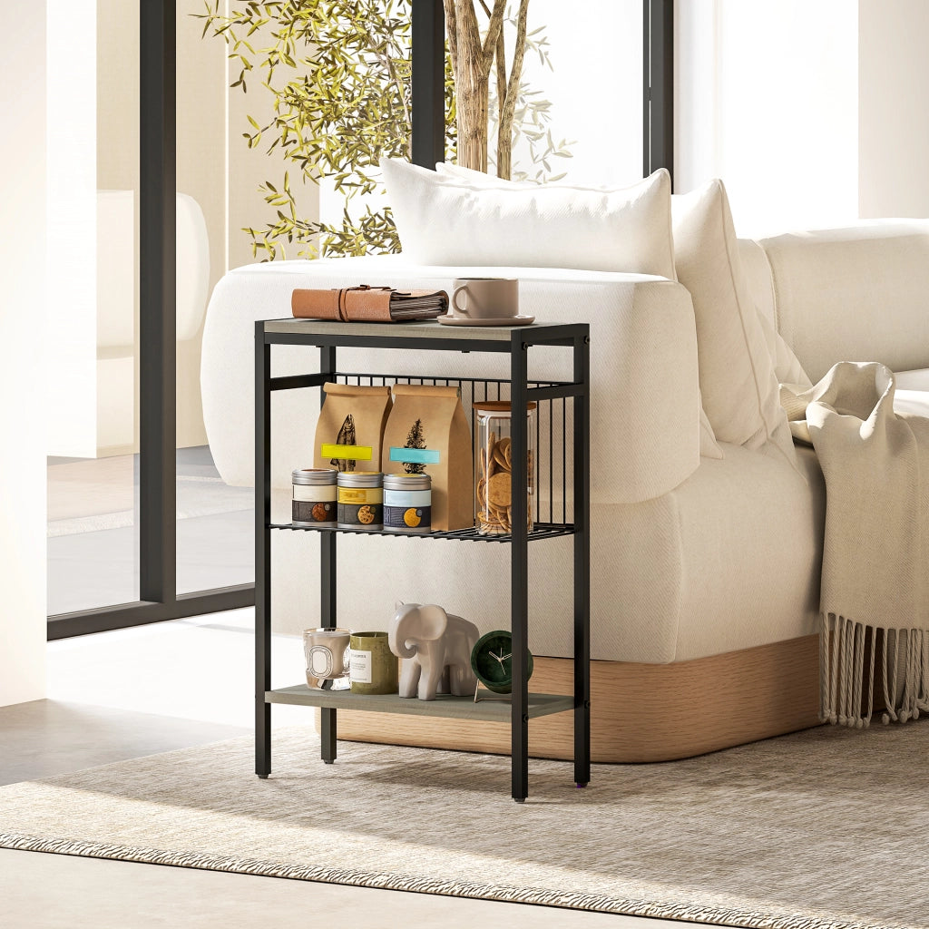 Tavolino a 3 livelli con ripiani ¨C zephmum ¨C grigio 43x18x62,5cm