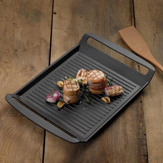 Griglia per Fornello in Alluminio Fuso Adatto a Fornelli a Induzione - 30 x 24 cm - Kerros Nero - Alta Qualità