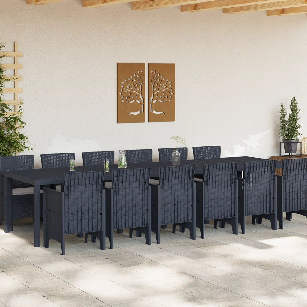 Set da Pranzo da Giardino  da 13 Pezzi con Cuscini Antracite Polyrattan