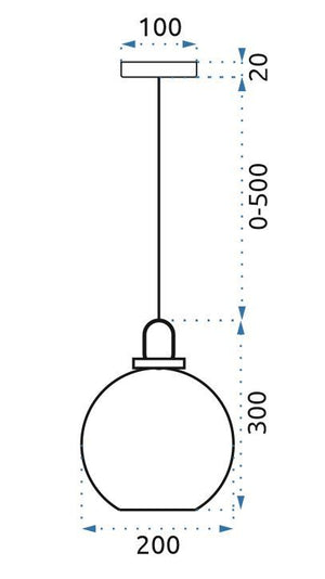 Lampada Da Soffitto Sospensione Sfera Di Vetro 20cm APP629-1CP