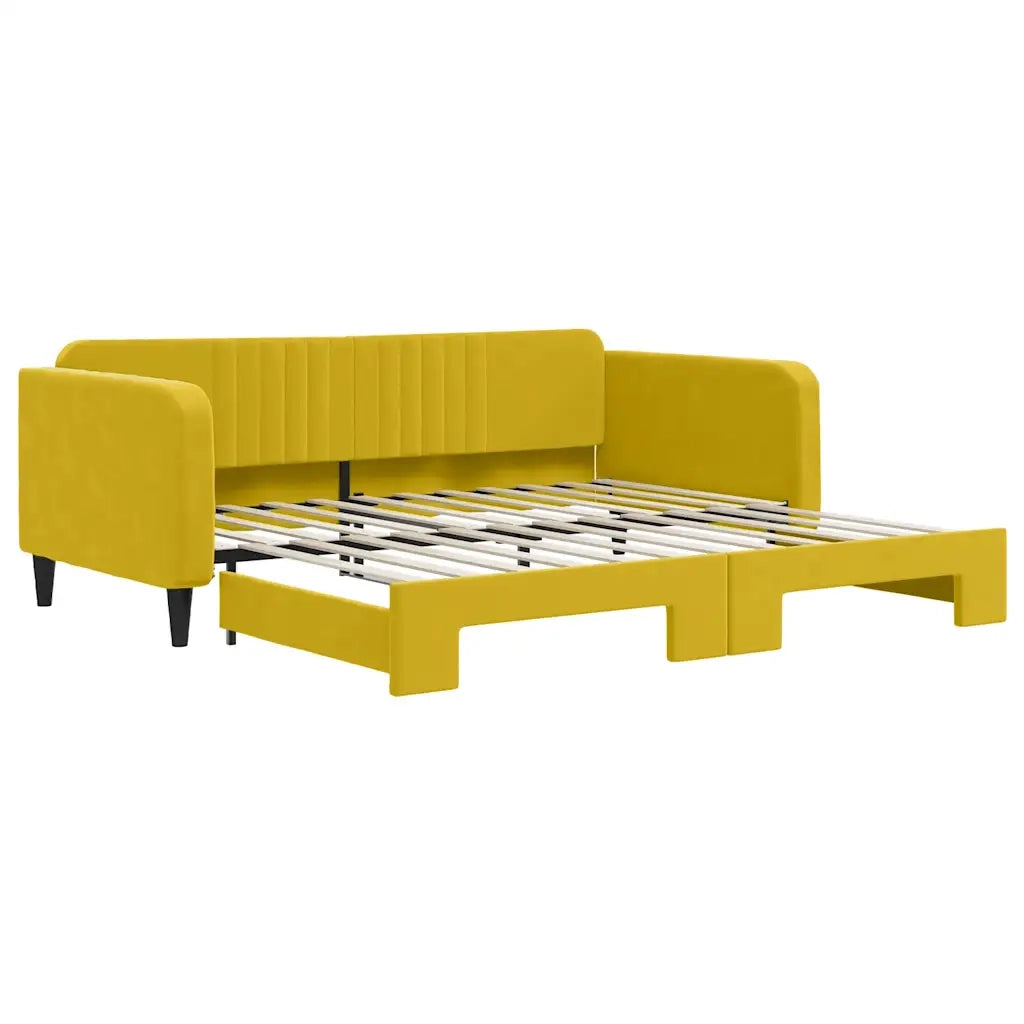 Divano Letto con Letto Estraibile Giallo 100x200 cm in Velluto 3197075