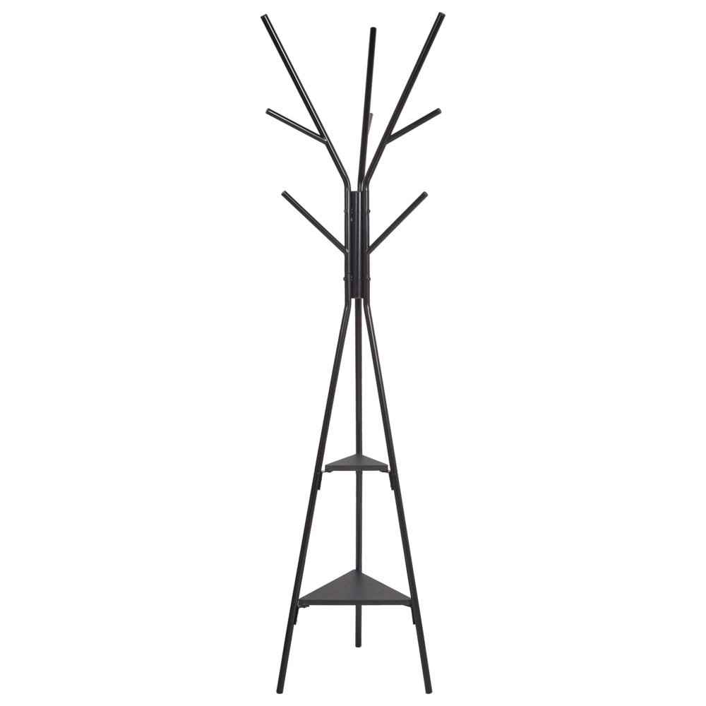 Appendiabiti in metallo nero da 181 cm con ripiani appendiabiti autoportante rack per giacche industriale moderno decorativo per corridoio