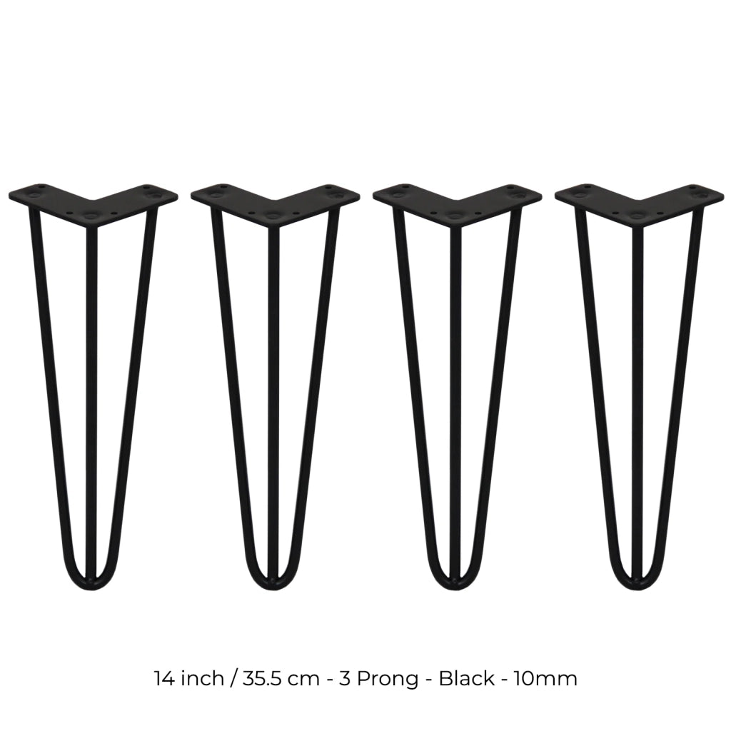 4 Gambe per Tavolo a Forcina SkiSki Legs 35,5cm Acciaio Nero 3 Rebbi 10mm
