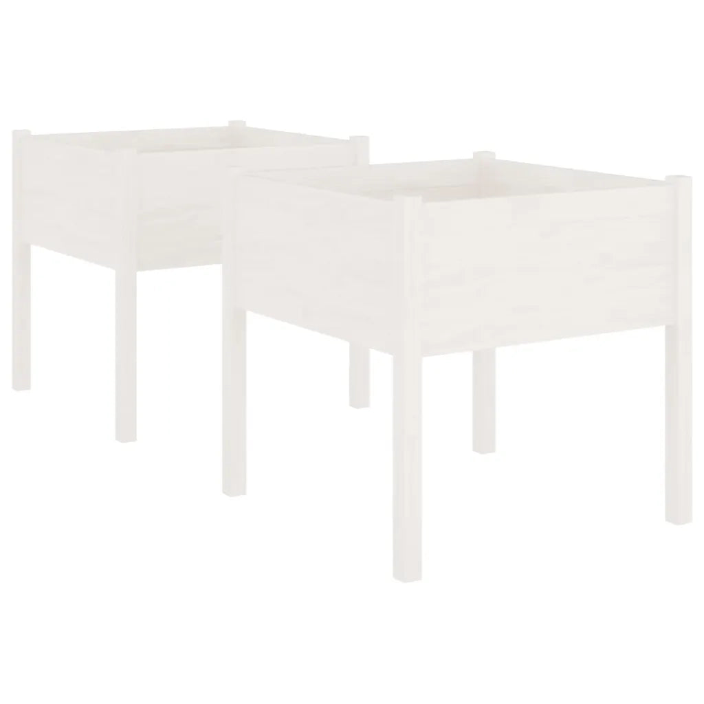 Fioriere da Giardino 2 pz Bianche 70x70x70 cm in Legno di Pino 810812
