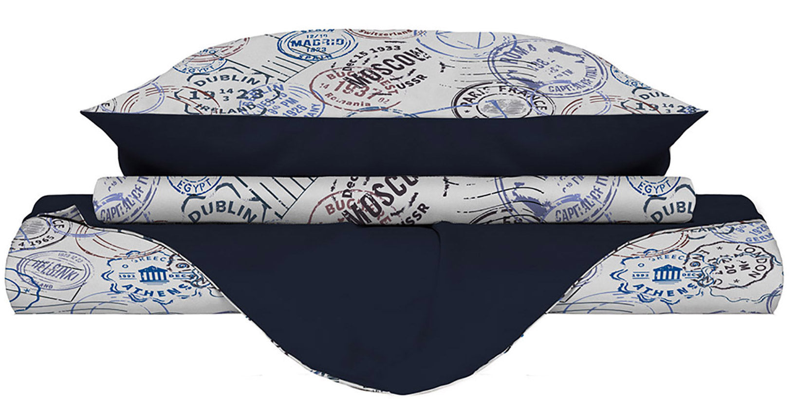 Copripiumino Matrimonale con Federe Stampato in Microfibra Travel Life