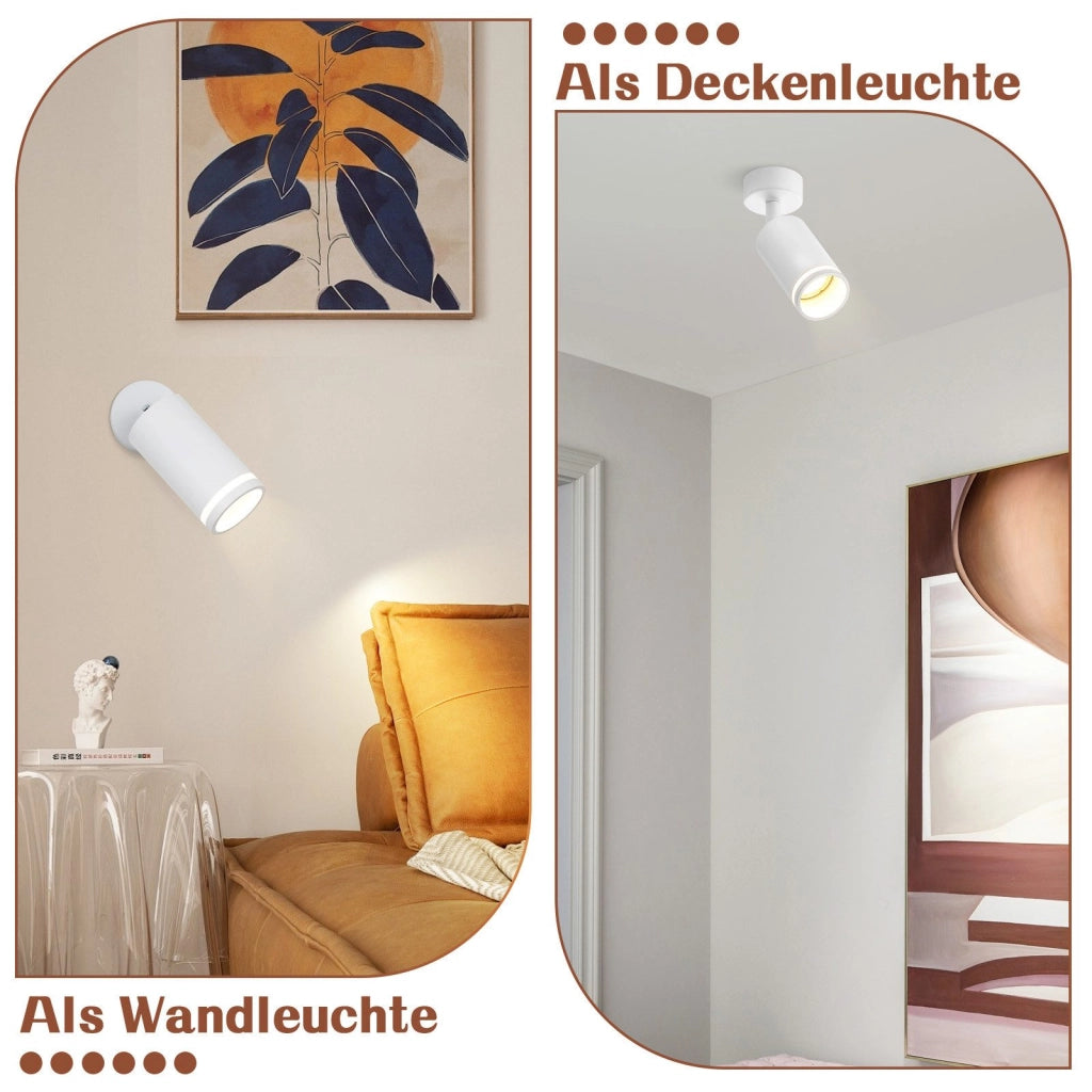ZMH Faretto da soffitto bianco 1 lampadina moderna GU10 orientabile interno in metallo